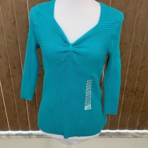 NWT - August Silk Turquoise Rib Knit Top